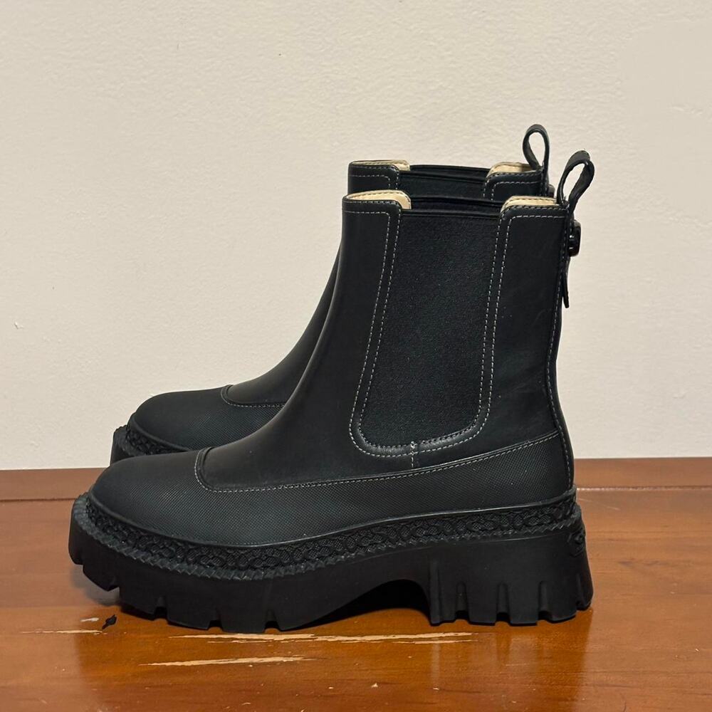 Coach black leather and rubber